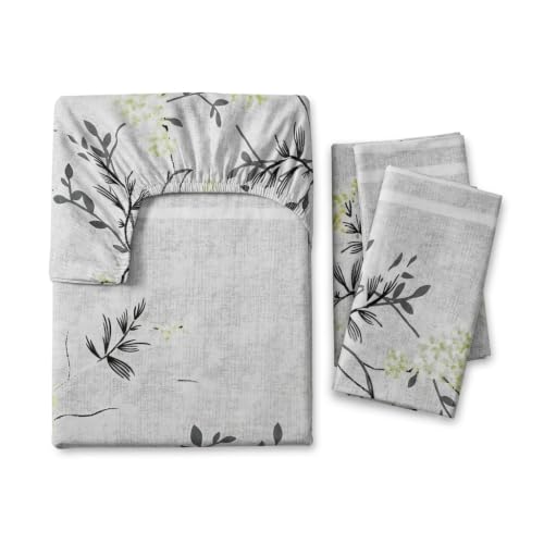 Image of King Size Fitted Bedsheet 100 x 108 Inch | Elastic Edge Mattress Sheet for King Bed | Stay-in-Place Bedding Solution | Smooth Finish Bed Linen for Modern Homes (Grey)