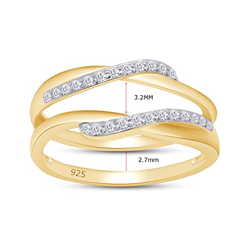 SAVEARTH DIAMONDS 1/7 ct t.w Round Cut Lab Created Moissanite Diamond Bypass Infinity Style Wedding Ring Guard Enhancer In 14K Gold Over Sterling Silver (D Color, VVS1 Clarity 0.14 Cttw)3