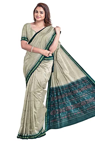 Image of Odisha Sambalpuri Handloom Ikat Women's Cotton Saree, Odisha Handloom Handmade Pure Cotton Khandua Saree, Ikkat Orissa Traditional Handloom Saree Without Blouse