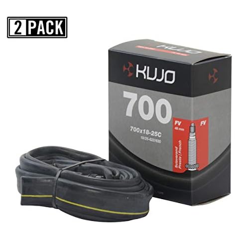 Kujo 700 x 18 / 25 cm Presta (French) - 48 mm Bicycle Tube (2 pack) , Black Cover