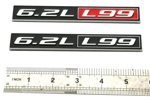Image of 2pcs 6.2L Liter L99 Real Engine Hood Emblem Badge Nameplate Crate Replacement for Universal Cars (Chrome Red), EI-SilveCutom#2
