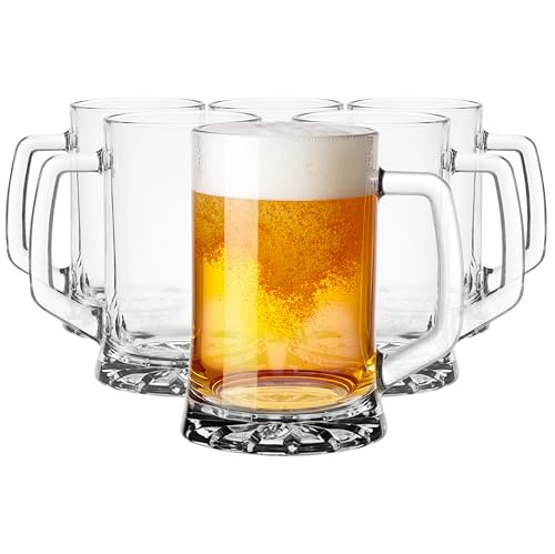 Glasmark KROSNO 1992 Set di 6 Bicchieri da Birra Trasparenti con Fondo Stellato Lavabili in Lavastoviglie 700 ml