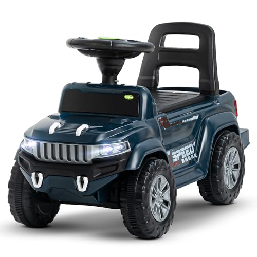 Image of Baybee Speedy Baby Ride on Car for Kids | Push Rideons Toys Car with Music & LED Light | Portable Ride on Jeep with Backrest & Storage Basket | Kids Car to Drive 1-3 Years Boys Girls (Navy Blue)