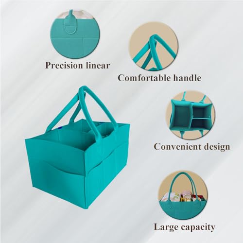 Image of Baby Diaper Caddy is a versatile baby basket designed for nursery storage, car organization, and as a thoughtful gift for baby showers. Perfect for storing diapers and baby wipes. (Turquoise)