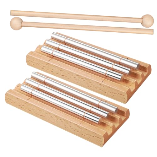 ERINGOGO Boys and Girls Musical Instruments Set 2 Sets of Wooden Chimes Instrument Tone Chime Hand Bell Percussion Tool for Boys and Girls