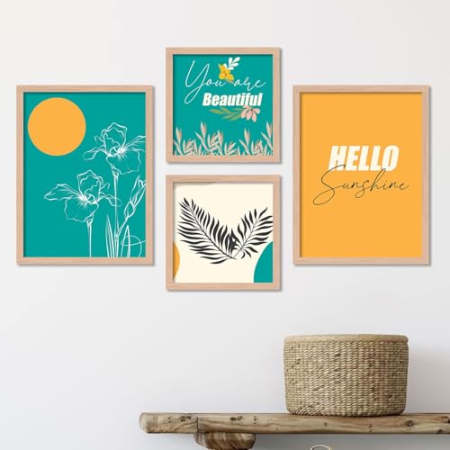 Image of kotart Modern Wall Art Framed Paintings for Wall Decoration - Framed Wall Painting for Living Room, Bedroom with frame Set of 4 (Art 3, Big (13x17 or 13x13 inch))