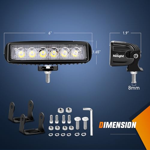 Image of Nilight LED Pods 4PCS 18W 6Inch Flood Offroad Fog Light Bar Waterproof with 16AWG POD Lights Wiring Harness Kit for Boat SUV ATV 4WD Car Truck Golf Cart 12V 24V -4 Leads