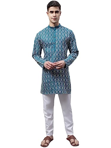 Image of Jompers Men's Cotton Embroidered Straight Kurta Pyjama Set