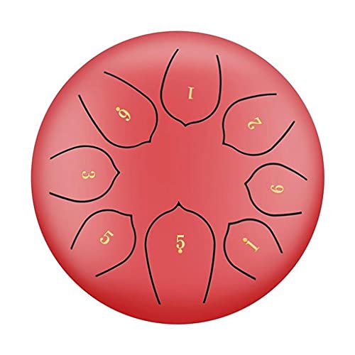 Tambor de Lengua de Acero de 6 Pulgadas, Tambor de Lengua de 8 Tonos, Tanque de Tambor de Mano con Baquetas, Bolsa de Transporte, Accesorios de percusión, Regalo (Rojo)