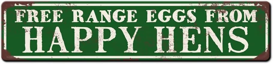 Free Range Eggs From Happy Hens Sign Novelty Free Range Eggs From Happy Hens Decor Street Sign Wall Art Decor For Home Farmhouse Bar Cafe Man Cave Road Sign 40X10 CM