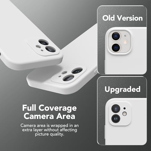 Image of Magnetic for iPhone 12 Case, Compatible with MagSafe, [Full Camera Protection][Screen Protector] Silicone Shockproof Protective Phone Case for iPhone 12 6.1 inch, White