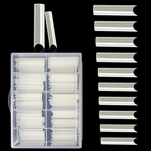 LXIANGN Extra Long C Curve Nail Tips Half Cover 100PCS Extra Long Straight Square Tips for Acrylic Nails with Box
