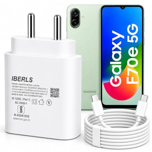 Image of 25W Pd 3A Type-C Super Fast Charging Adapter with 1M Type C Cable for Galaxy F70e /F07 /F17 /F06 /F36 /F56 /F16 /F15 /F05 /F55 /F13 /Tablet /Galaxy Watch- Charge Your Device with 25 Watt USB C Fast Charger