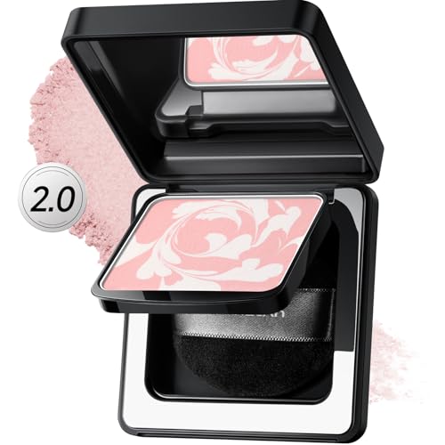 CARSLAN Black Magnet Soft Focus Powder, Waterproof Translucent Pressed Setting Powder, 24H Longlasting Talc-Free Face Powder, Oil Control Compact Makeup,01 Pink For Dry&Com Skin, 0.28Oz