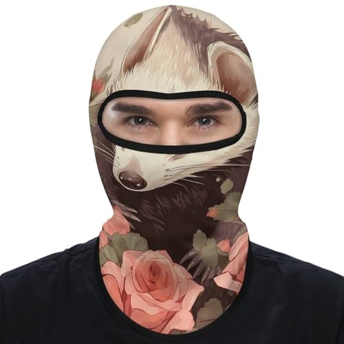 Balaclava para rostro de Opossum and Roses para hombre y mujer, máscara transpirable con protección solar para senderismo, ciclismo, carrera y conducción miniatura 1