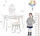 FANTASK 2 in 1 Kinderschminktisch, Schminktisch & Schreibtisch mit abnehmbarem Spiegel & Hocker, Prinzessinnen-Kosmetiktisch in weiß für Mädchen