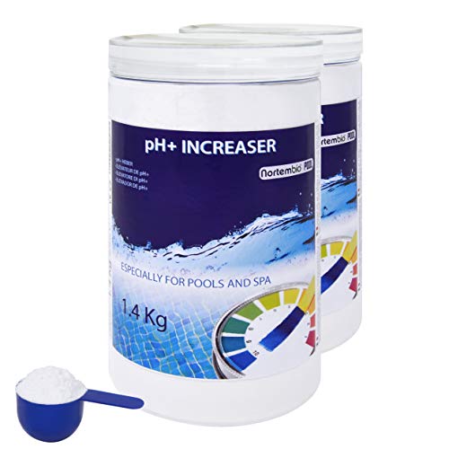 NortemBio Pool pH+ Plus 2x1.4 kg, Natural pH Increaser for Swimming Pool and Spa. Improves Water Quality, pH Regulator, Beneficial for Health. Developed in UK.