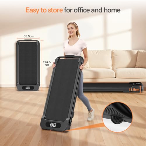 bigzzia Walking Pad with Incline, Foldable Under Desk Treadmill for Home Office, 2.5HP Portable Electric Walking Treadmill with Handlebar, Remote & Safety Key, 130kg Capacity, 1-8km/h - Image 6