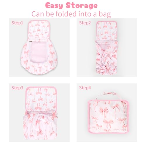 Image of Baby Car Seat Cover, Windproof Carseat Cover for Infant Girls, Infant Warm Carseat Canopy with Double Layer Fabric for Winter, Compatible with Most Baby Car Seat, Bow