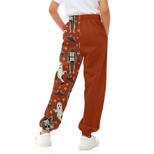 Jogger Pants for Kids Girls Elastic Waist Halloween Print Loose Sweatpants Casual 𝗗rawstring Pants with Pocket2
