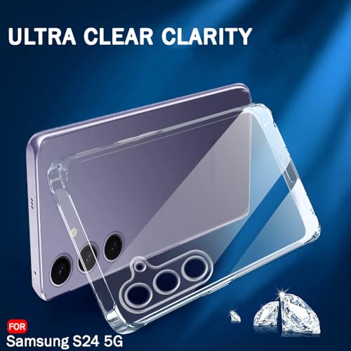 Image of TheGiftKart Back Cover Soft Case for Samsung Galaxy S24 5G | Best Camera Protection | Inbuilt Dust Plugs & Anti-Slip Grip | Ultra Clear Slim Back Cover Case (Silicone, Transparent)