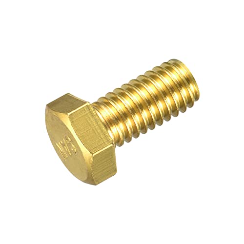 Image of uxcell Brass Hex Bolts, 3 /8-16x3 /4 1pcs Fully Thread Grade 4.8 Solid Brass Hexagon Head Bolt Machine Screws for Machinery