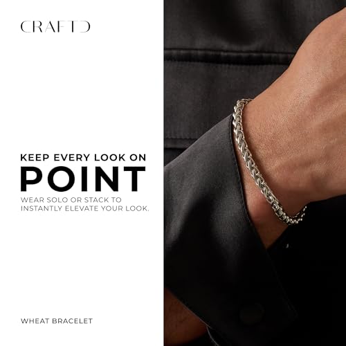 CRAFTD | Wheat Link Bracelet | Waterproof, Heat & Sweat Resistant | Gifts for Men | Men's Jewelry | Size 5MM |2