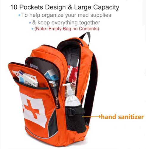 Image of First Aid Bag Empty Red Emergency First Responder Trauma Multi-Pocket Traveling Field Trips Camping Essentials (Orange,Pack of 5)