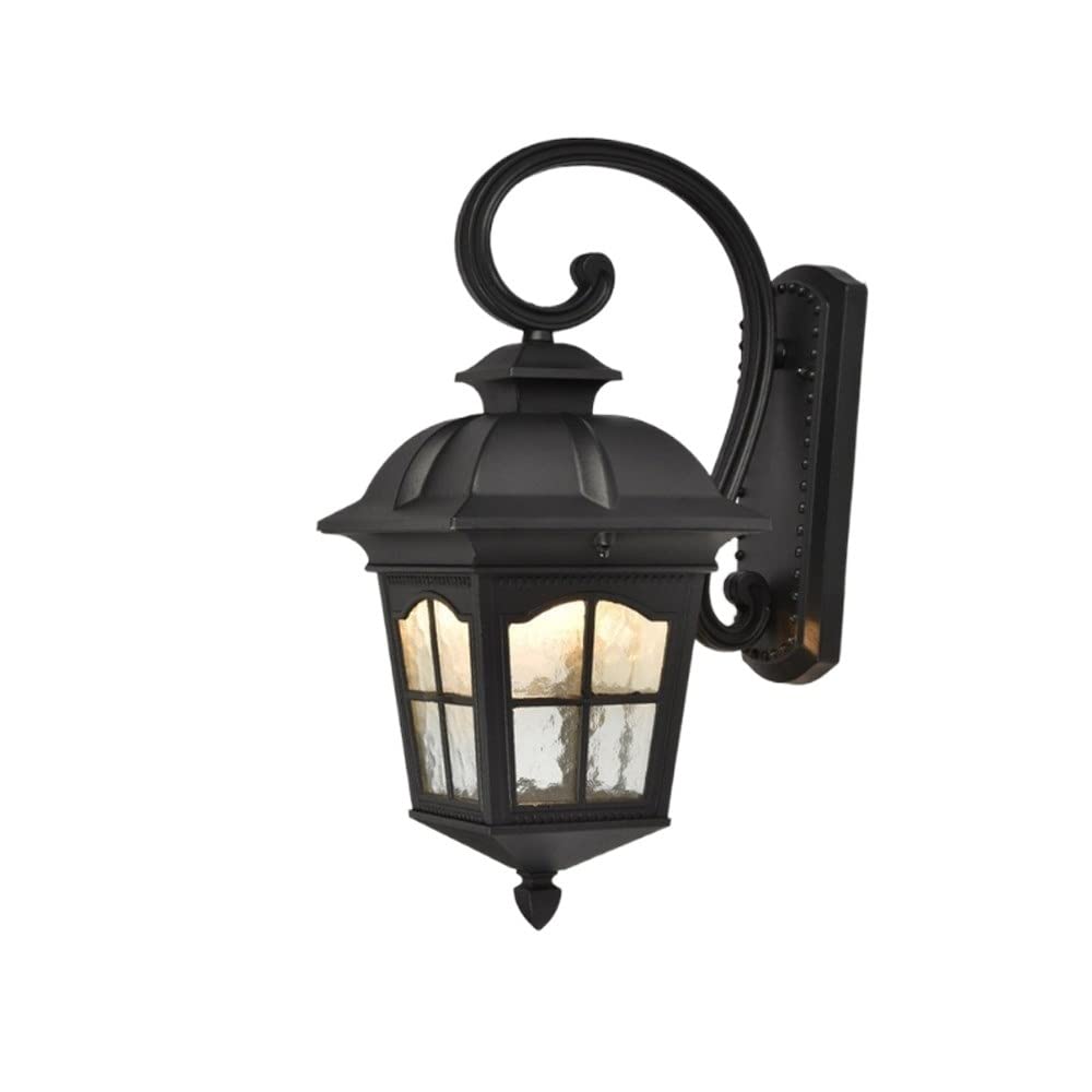 HPTHLY Wall Mounted Light Victoria European Outdoor Waterproof Aluminum Wall Lamp European Patio Garden Lights Balcony Corridor Aisle Glass Wall Light E27 Re(Black)
