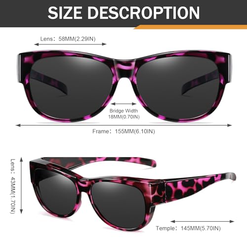 Polarized Fit Over Glasses Sunglasses for Women UV Protection Trendy Oval Wrap Around Goggles Shades Eyewear3