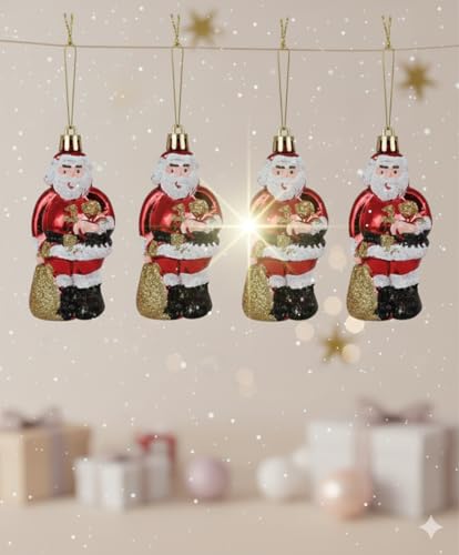 Image of 4Pc Santa Christmas Decoration Combo Pack | Items for Home & Office | Festive Hangings, Foam Ornaments | PoPo Toys