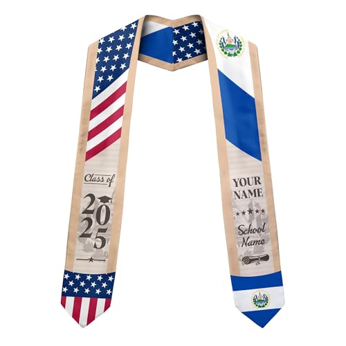 MonkeyVan Custom El Salvador Graduation Sash, El Salvador Stole, Salvadorans Graduation Sash 2025, El Salvador Flag Grad Stole Esvd 6