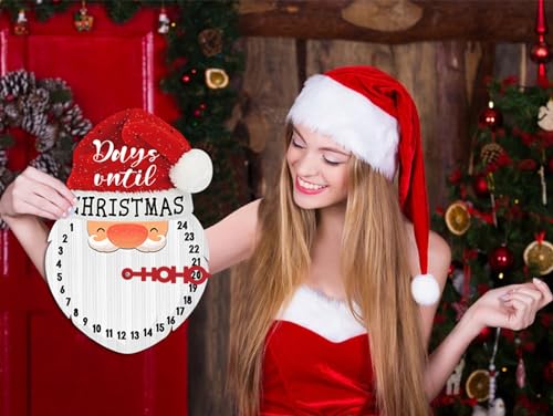 D4DREAM Christmas Advent Calendar Sign for Front Door 2025 Santa Countdown Calendar Days Until Christmas Bell Advent Calendar Hanging Sign for Kids Home Wall Decoration