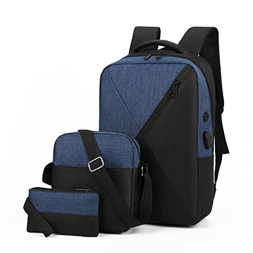 Aomiun Conjunto De Mochila Al Aire Libre Bolsa De Viaje De Negocios Bolsa De Hombro Mochila Escolar Gran Capacidad con Puerto De Carga USB para Adolescentes Adultos (Juego De 3) Cover