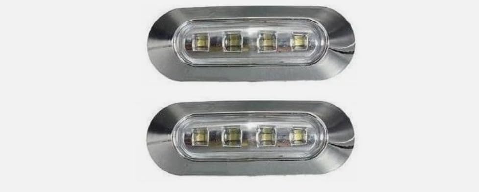 2x 4 LED Front WHITE Chrome Bezel Marker Side Light Compatible With Truck Bus Lorry Trailer