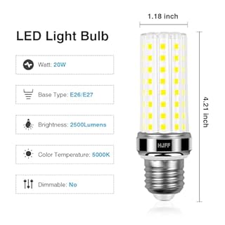 4pcs LED Light Bulb 200w Equivalent 2500 Lumen 6000K Cool Daylight White 20W E26/E27 Base Non-dimmable Ceiling Fan Led Light Bulb for Home Garage Warehouse Indoor Outdoor Led Corn Bulb
