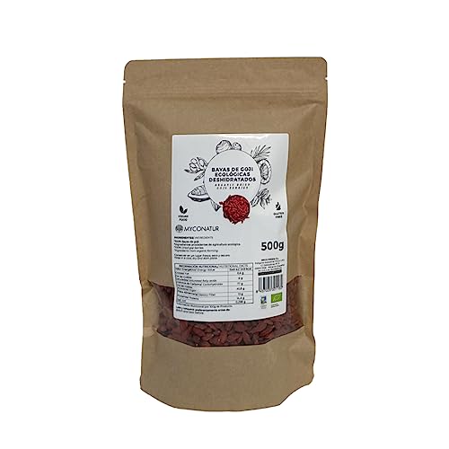 Bayas de goji ecológicas deshidratadas Myconatur 500gr | Bayas de goji | Sin gluten | Vegano | 100% natural