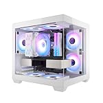 darkFlash ITX PC Case, Pre-Install 3 PWM ARGB Fans Computer Case, Full View Dual Tempered Glass ITX Case, Mini Size, Supports 240mm AIO(C275P) (White)
