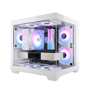 darkFlash ITX PC Case, Pre-Install 3 PWM ARGB Fans Computer Case, Full View Dual Tempered Glass ITX Case, Mini Size, Supports 240mm AIO(C275P) (White)