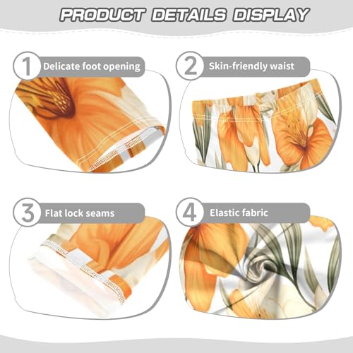 Bolaz Toddler Girls Leggings Printed Yoga Pants Leggings Yellow White Flower for Kids3