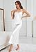 ALCEA ROSEA Women's Long Satin Slip Dress Nightgowns Adjustable Strap Maxi Dress Silky Gown V Neck Under Dress 3997 White