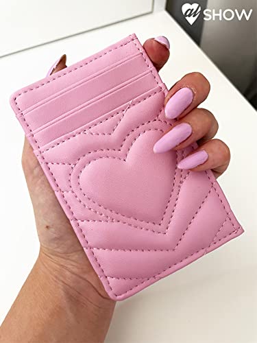 AUNER LEATHER Birthday Gifts for 12 13 14 15 16 17 18 Year Old Girls, Ideas Gifts for Teens Teenage Girl Daughter Sister Her, Pink Heart Card Holder Wallet Cute Trendy Stuff