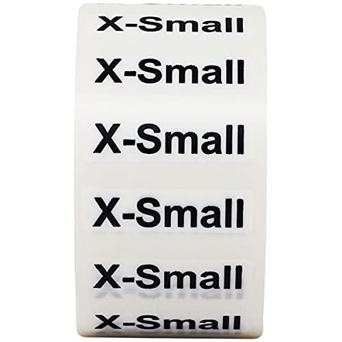 XS Clothing Labels â€“ Clear Size Strip Stickers with Black Text, 1.25 x 5 Inch Adhesive Labels, 125 Total Stickers for Retail Apparel, Clothing Organization, and Inventory â€“ Made in The USA