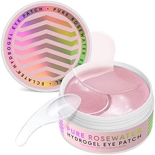 Pure Rosewater Anti-Aging Hydrogel Undereye Patch, Collagen Eye Mask, Dark Circles and Puffiness 60 PCs 30 Pair, Hydrogel Eye Patch for Wrinkles, Intense Moisturizing and Hydrating Anti-Aging Collagen
