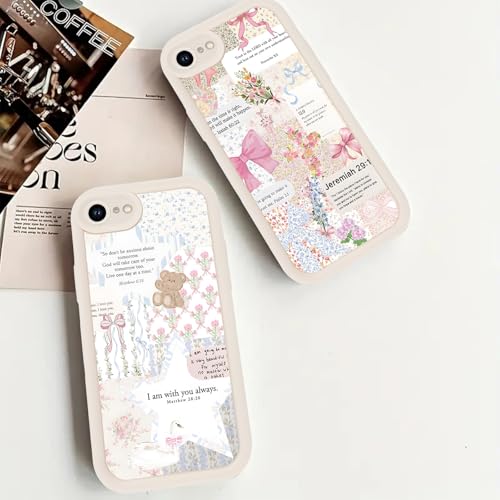 Aoldimu 2 Pack Collage Jesus Bible Verses Bow Phone Case for iPhone SE 2022/SE 2020/8/7 4.7" for Women Girls,God Jesus Faith Floral Bear Design Shockproof Protective Cover for iPhone SE 2022/2020 by Aoldimu - Used condition - Image 7