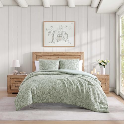 Stone Cottage - Full/Queen Duvet Cover Set, Chenille Jacquard Bedding Set with Matching Shams, Floral Bedding Essentials, Oeko-Tex Certified (Middlebrook Vine Green, Full/Queen)