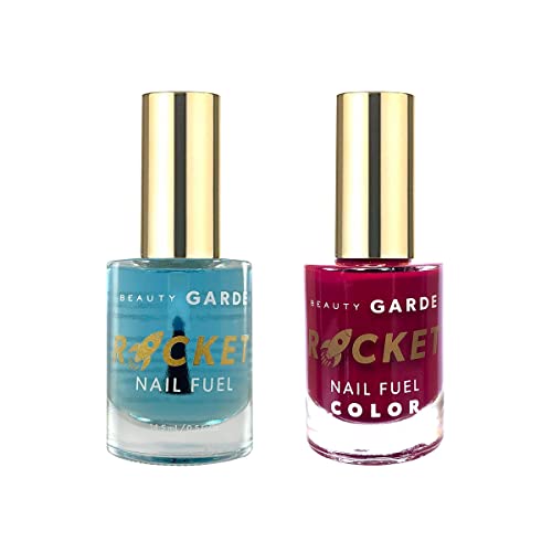 BeautyGARDE Rocket Nail Fuel & Polish Nail Care 2 Pack – 1 Rocket Nail Fuel & 1 Nail Polish Color Next Big Thing, Nail Strengthener & Growth Treatment, Nail Polish, 7-Free Nail Care, Nonie Crème[1 Oz]