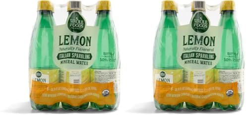 Image of Whole Foods Market, Lemon Sparkling Mineral Water, 16.9 Fl Oz, 6 Count (Pack of 2)
