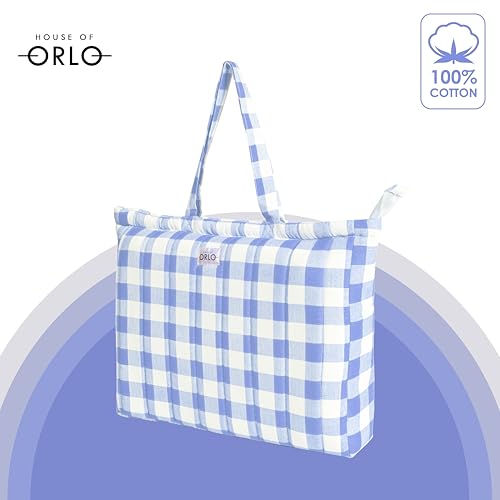 Image of Premium Cotton Waffle Quilted Tote Bag, Large Spacious Handbag for College, Office, Work, Travel, Shopping & Daily Use