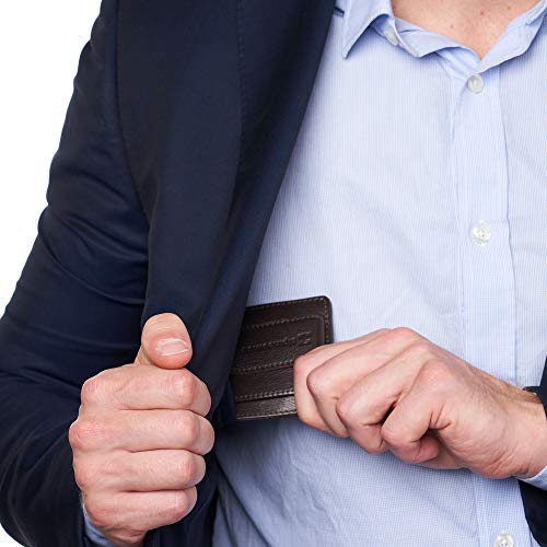 Image of Alpine Swiss RFID Dermot Money Clip Front Pocket Wallet For Men Leather Comes in a Gift Box Brown